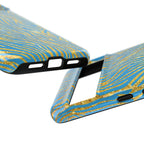 Blue Gold Zebra Tough Case for iPhone, Galaxy, or Google Pixel