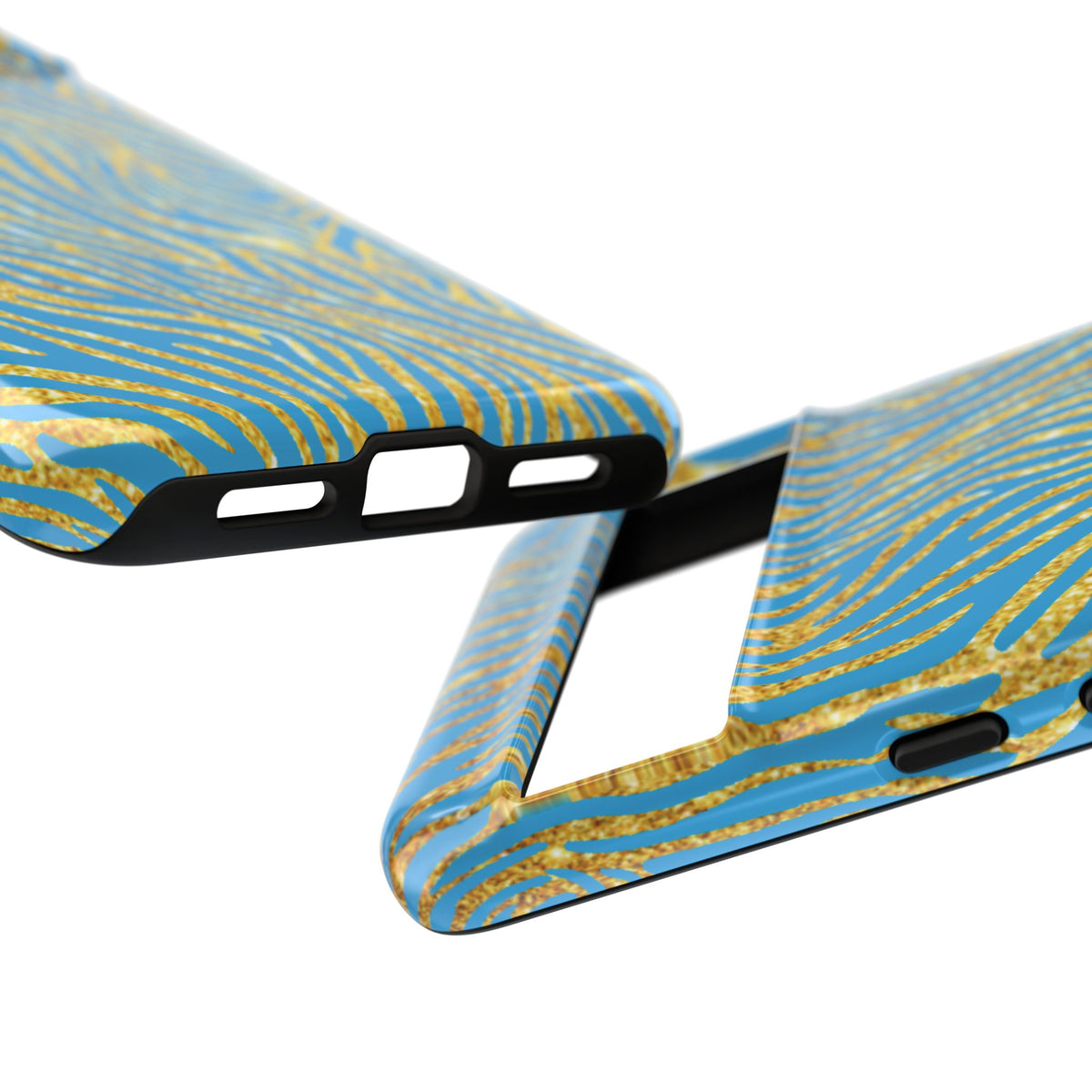 Blue Gold Zebra Tough Case for iPhone, Galaxy, or Google Pixel