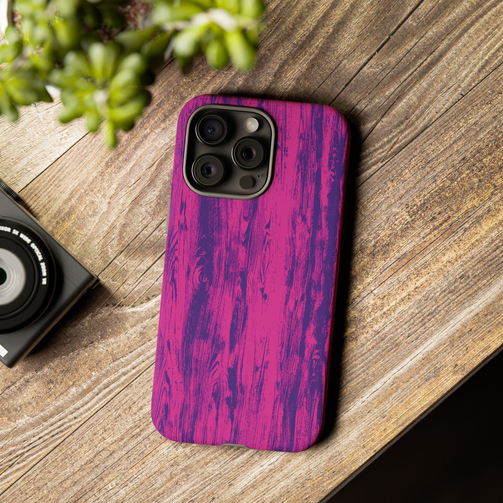 Pink Purple Wood Tough Phone Case iPhone, Galaxy, or Google Pixel