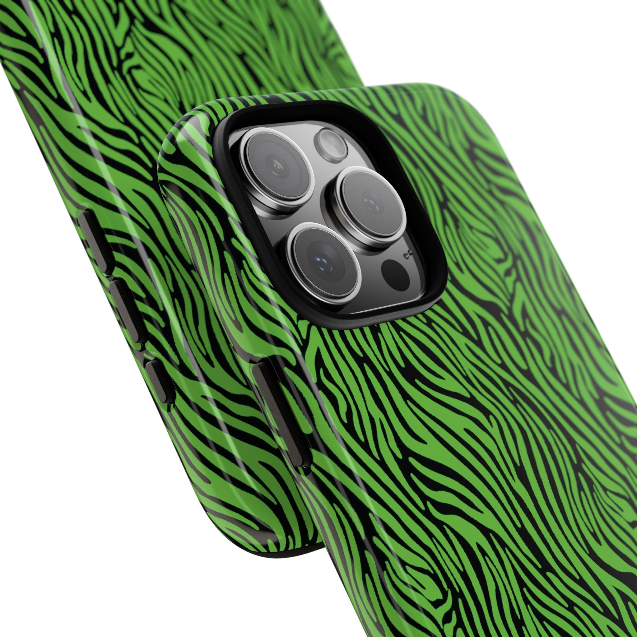 Neon Green Zebra Tough Phone Case iPhone, Galaxy, or Google Pixel