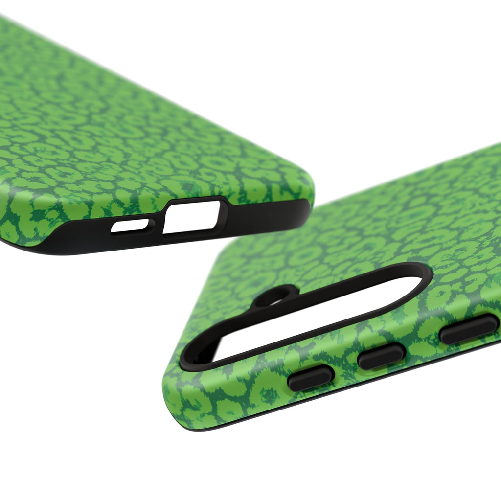 Neon Green Leopard Tough Phone Case for iPhone, Galaxy, or Google Pixel