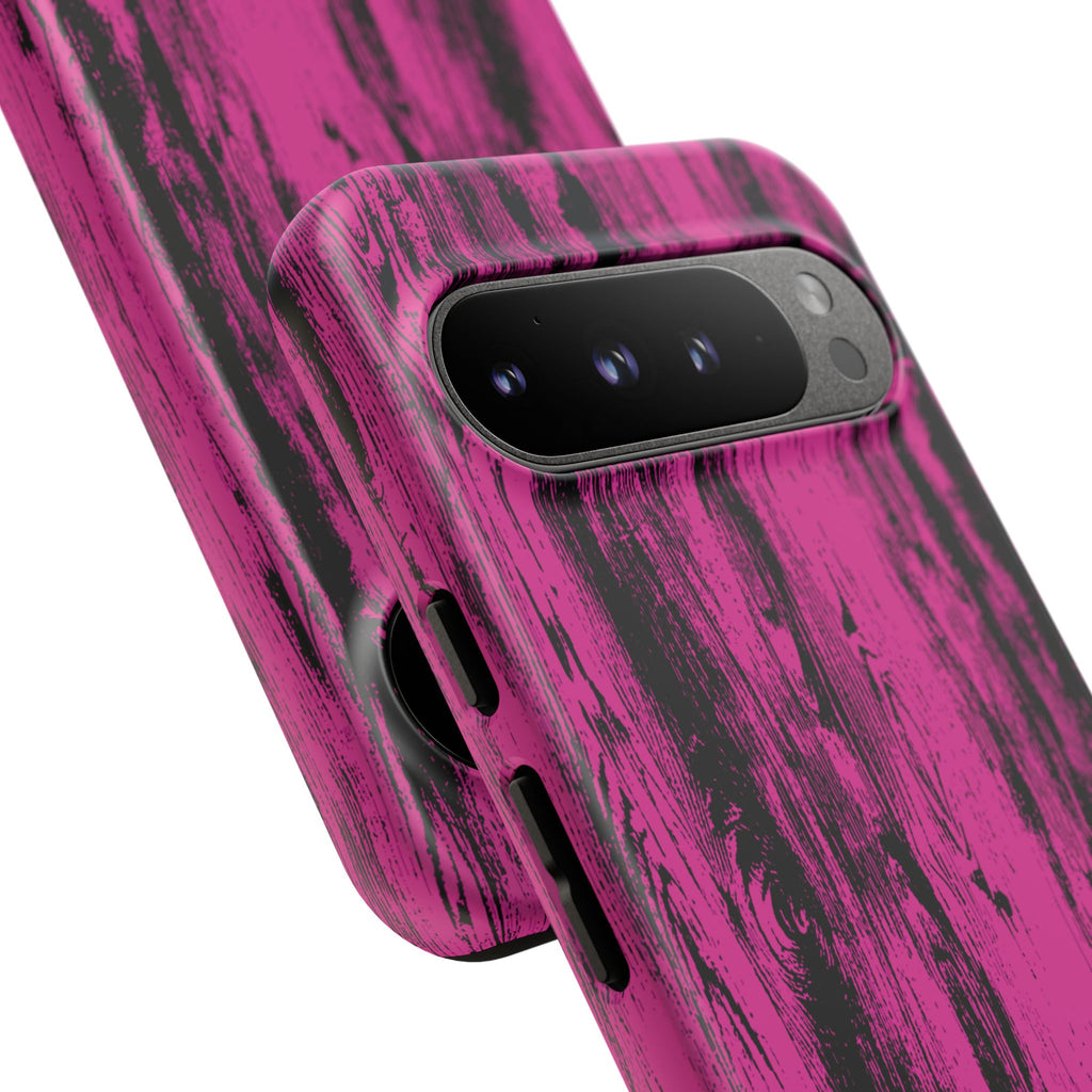 Hot Pink wood print Design Tough Phone Case for iPhone, Galaxy, or Google Pixel