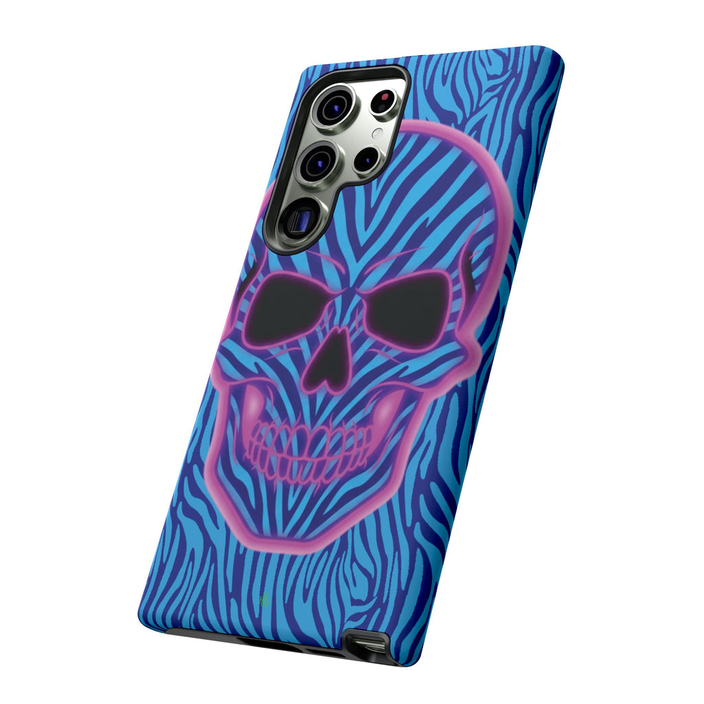 Neon Zebra Skull Tough Phone Case for iPhone, Galaxy, or Google Pixel