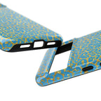 Blue Gold Leopard Tough Phone Case for iPhone, Galaxy, or Google Pixel