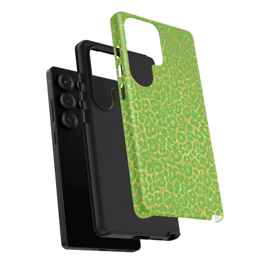 Neon Green Gold Leopard Tough Phone Case iPhone, Galaxy, or Google Pixel