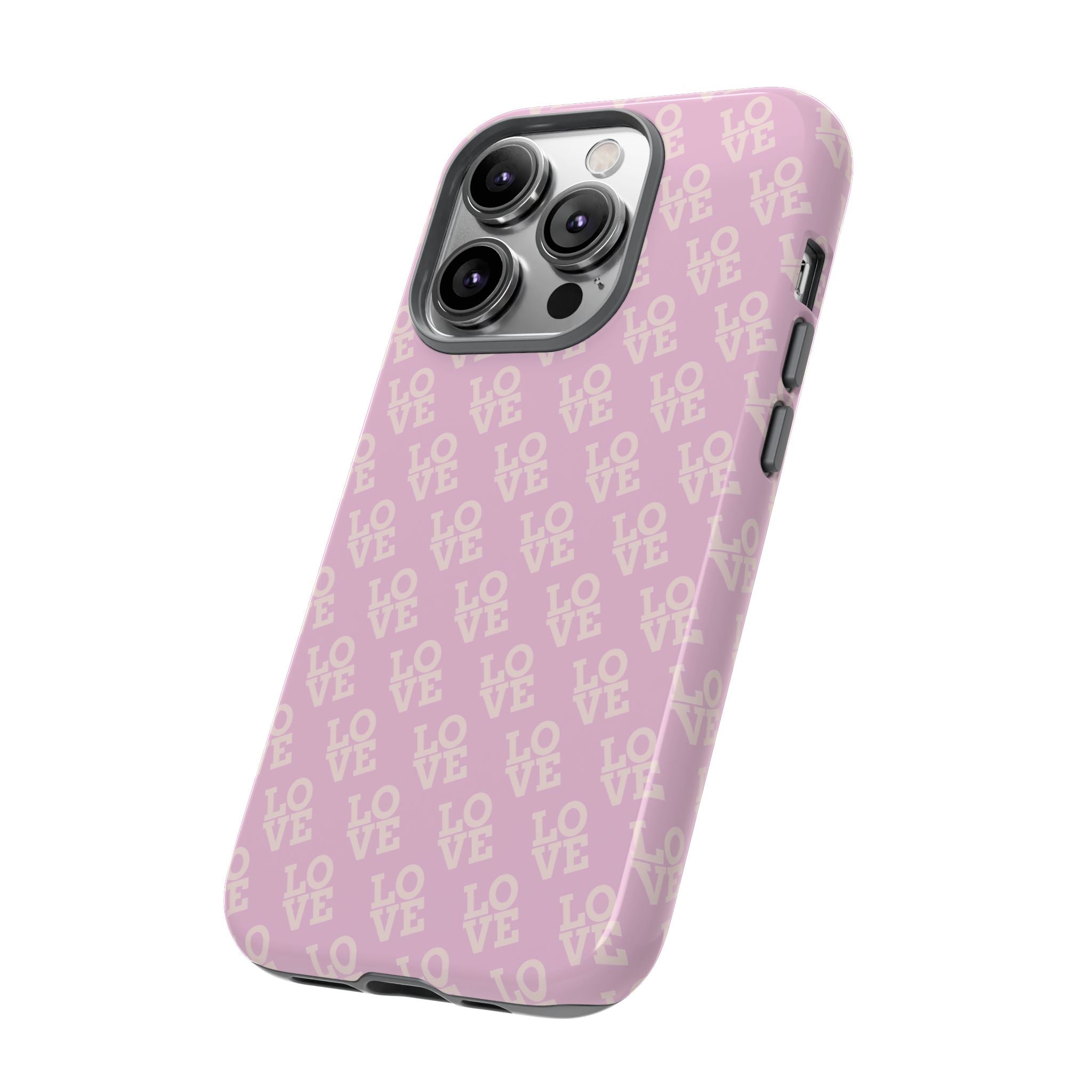 LOVE Pink Tough Phone Case for iPhone, Galaxy, or Google Pixel