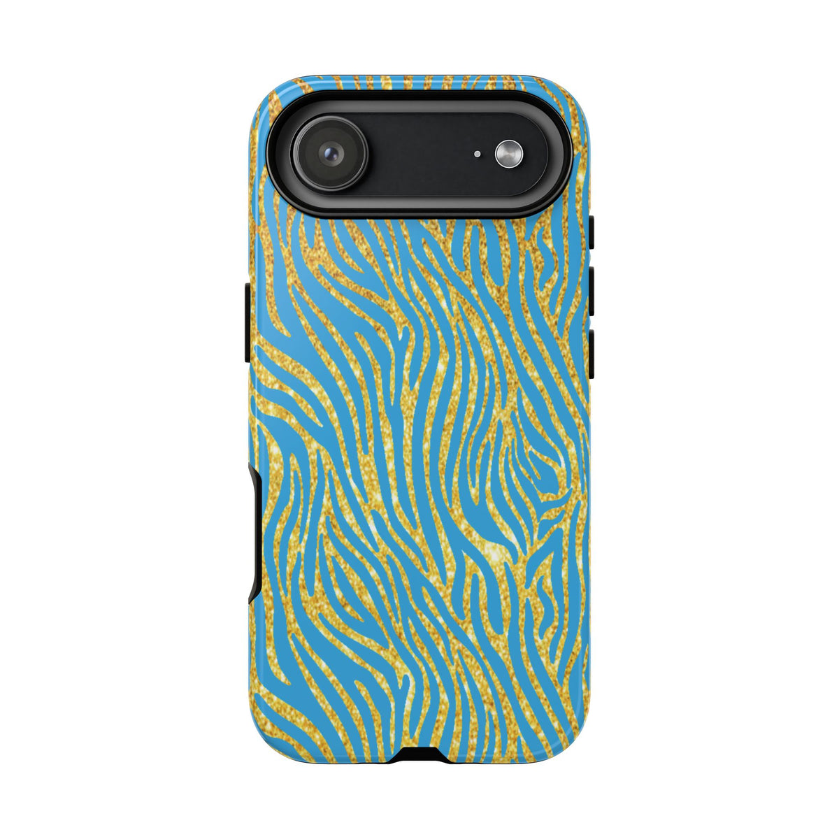 Blue Gold Zebra Tough Case for iPhone, Galaxy, or Google Pixel