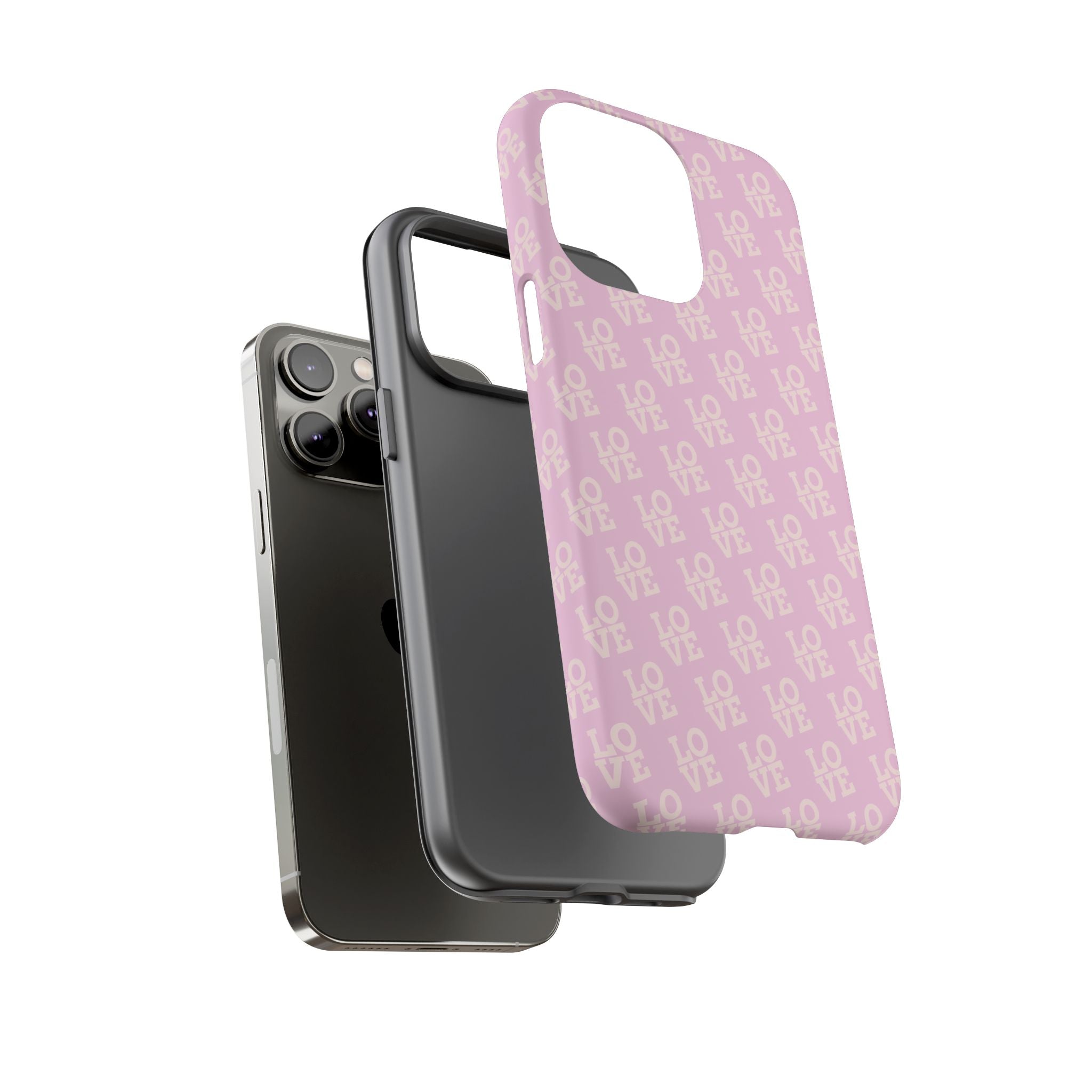 LOVE Pink Tough Phone Case for iPhone, Galaxy, or Google Pixel