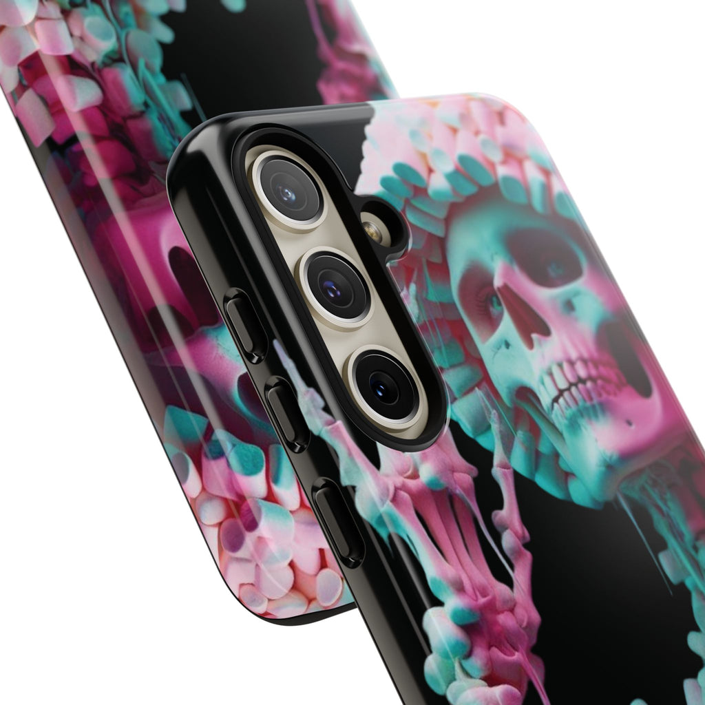 Neon Pink Skeleton (Black) Tough Phone Case for iPhone, Galaxy, or Google Pixel