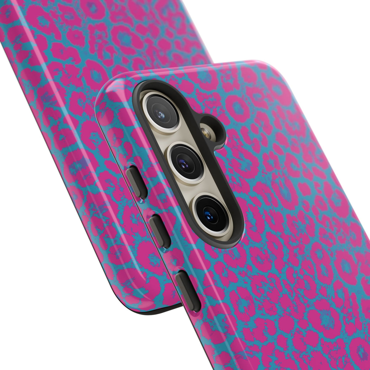 Pink Blue Leopard Tough Phone Case iPhone, Galaxy, or Google Pixel