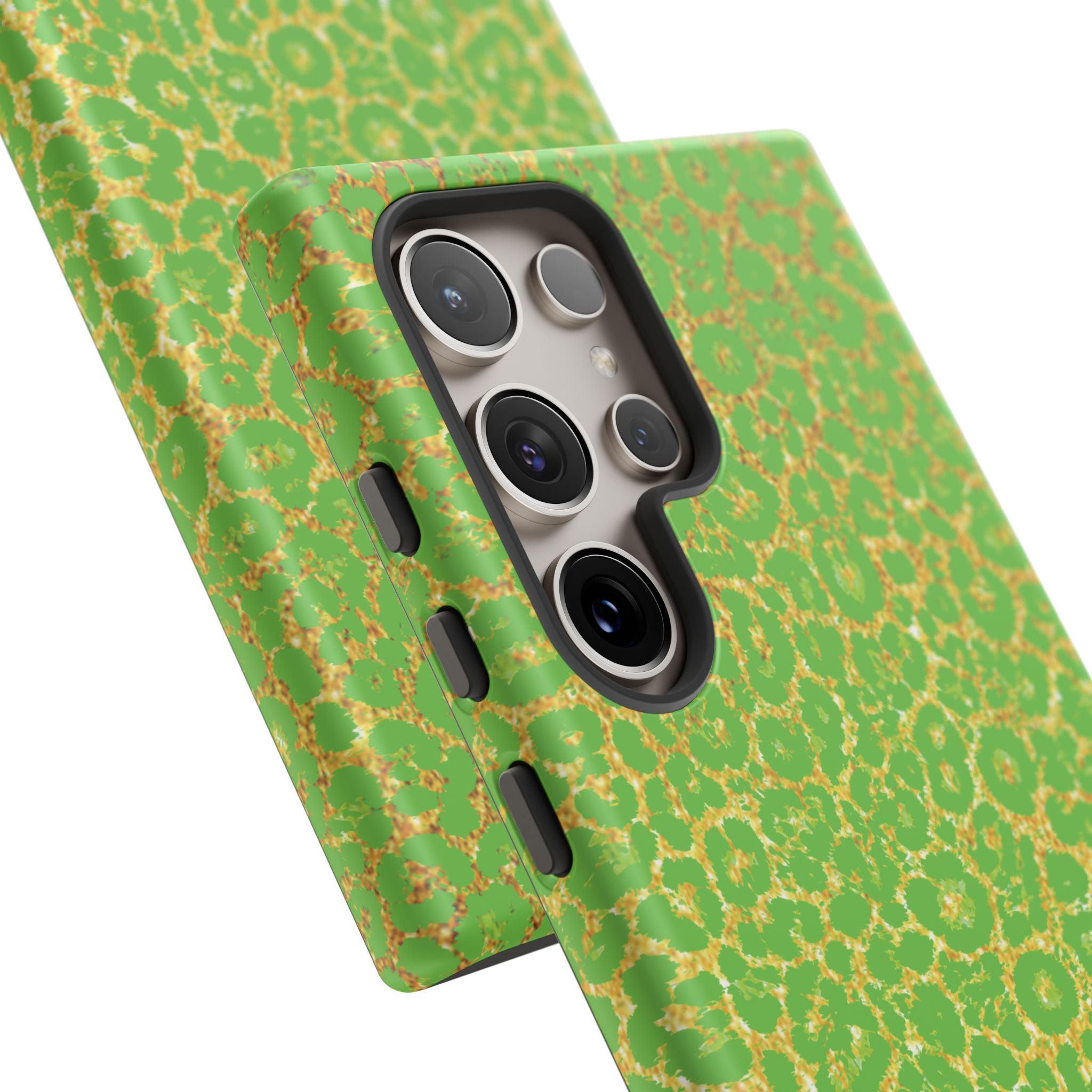 Neon Green Gold Leopard Tough Phone Case iPhone, Galaxy, or Google Pixel