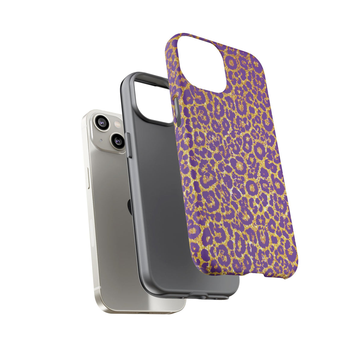 Purple Gold Leopard Tough Phone Case for iPhone, Galaxy, or Google Pixel