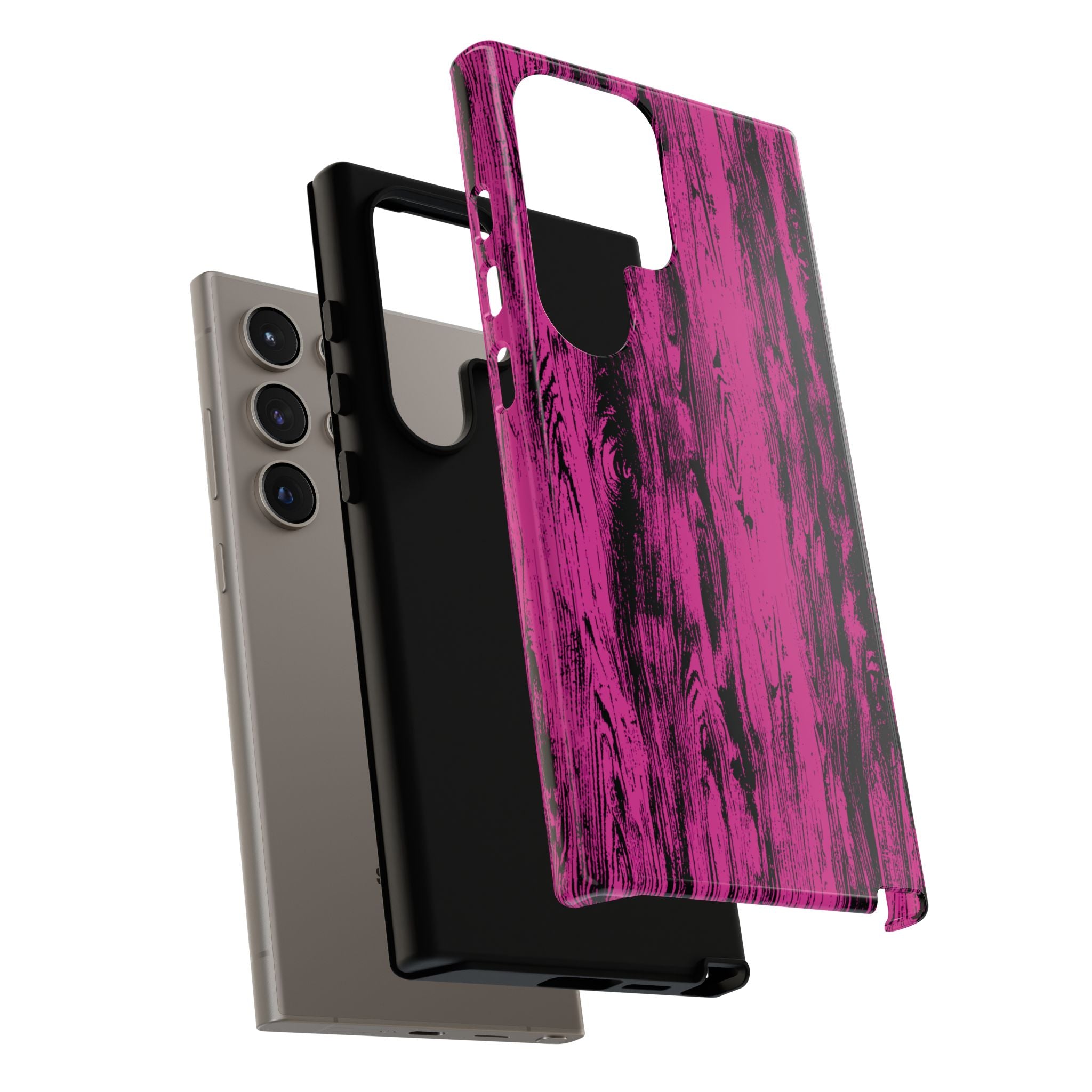 Hot Pink wood print Design Tough Phone Case for iPhone, Galaxy, or Google Pixel