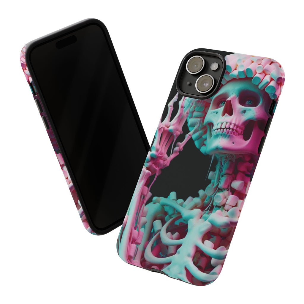 Neon Pink Skeleton (Black) Tough Phone Case for iPhone, Galaxy, or Google Pixel