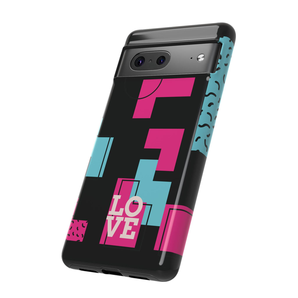 Retro Blocks LOVE Tough Case for iPhone, Galaxy or Google Pixel