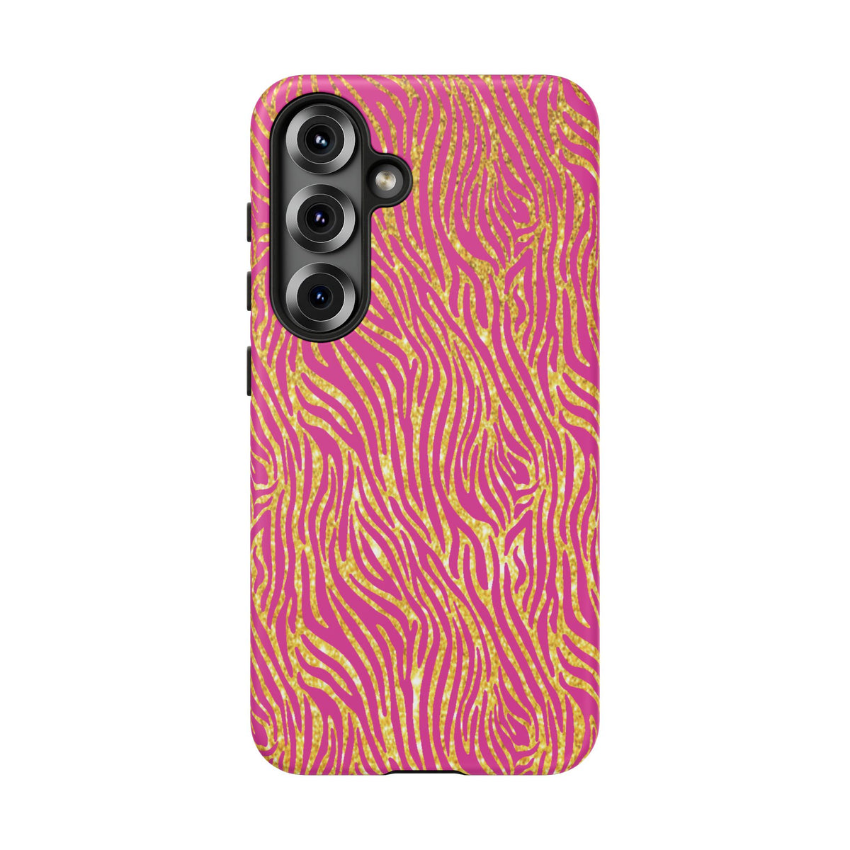 Pink Gold Zebra Print Tough Case for iPhone, Galaxy, or Google Pixel