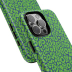 Blue Neon Green  Leopard Tough Phone Case for iPhone, Galaxy, or Google Pixel