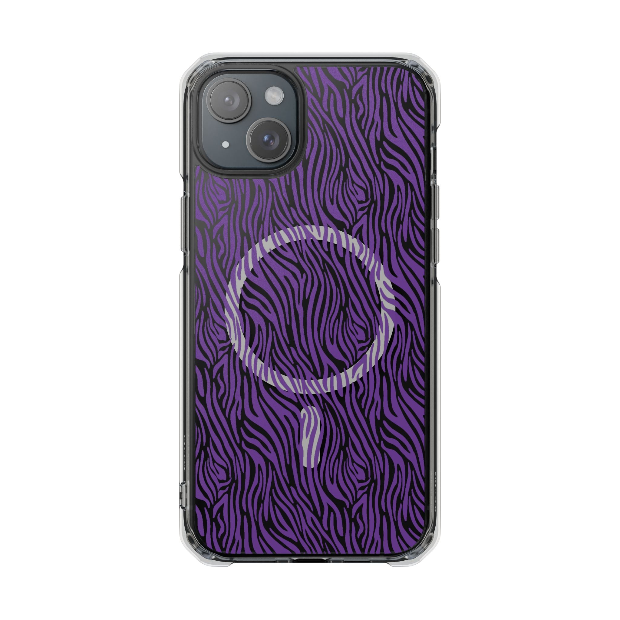 Purple Zebra Magnetic iPhone 14, 15, 16 Series Clear Impact Cases