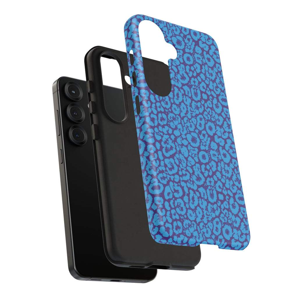 Blue Purple Leopard Tough Phone Case iPhone, Galaxy, or Google Pixel