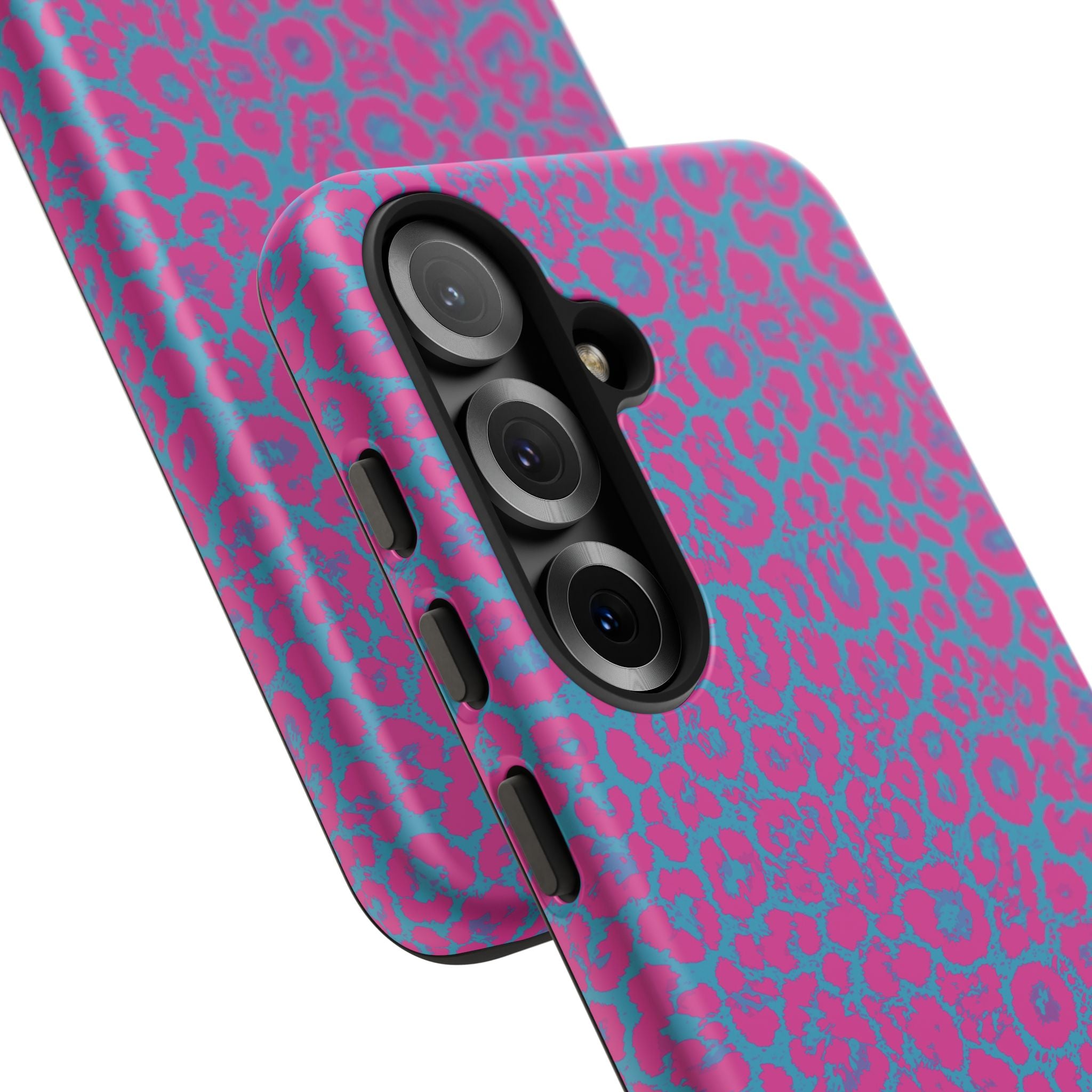 Pink Blue Leopard Tough Phone Case iPhone, Galaxy, or Google Pixel