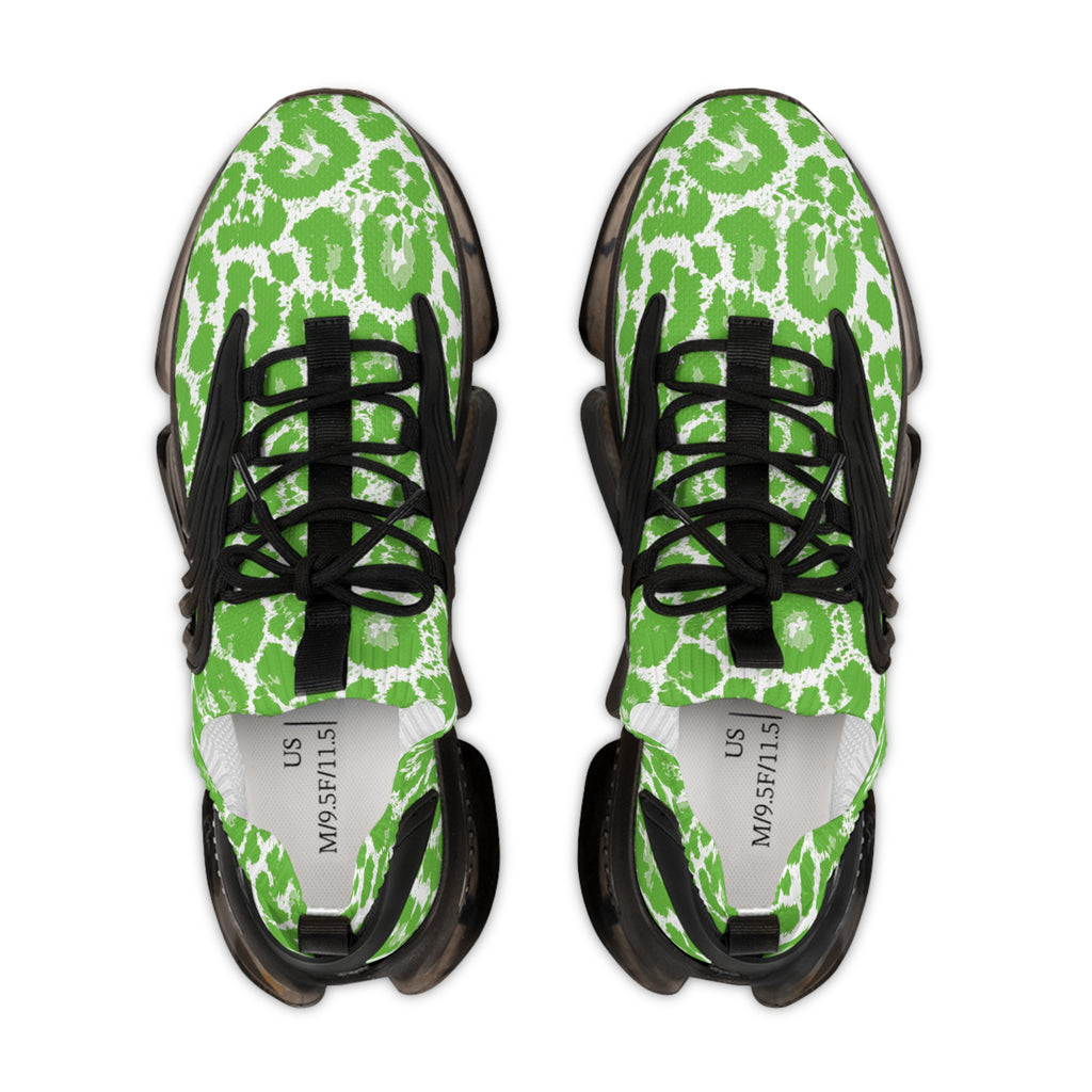 Neon Green Leopard Men's Mesh Sneakers