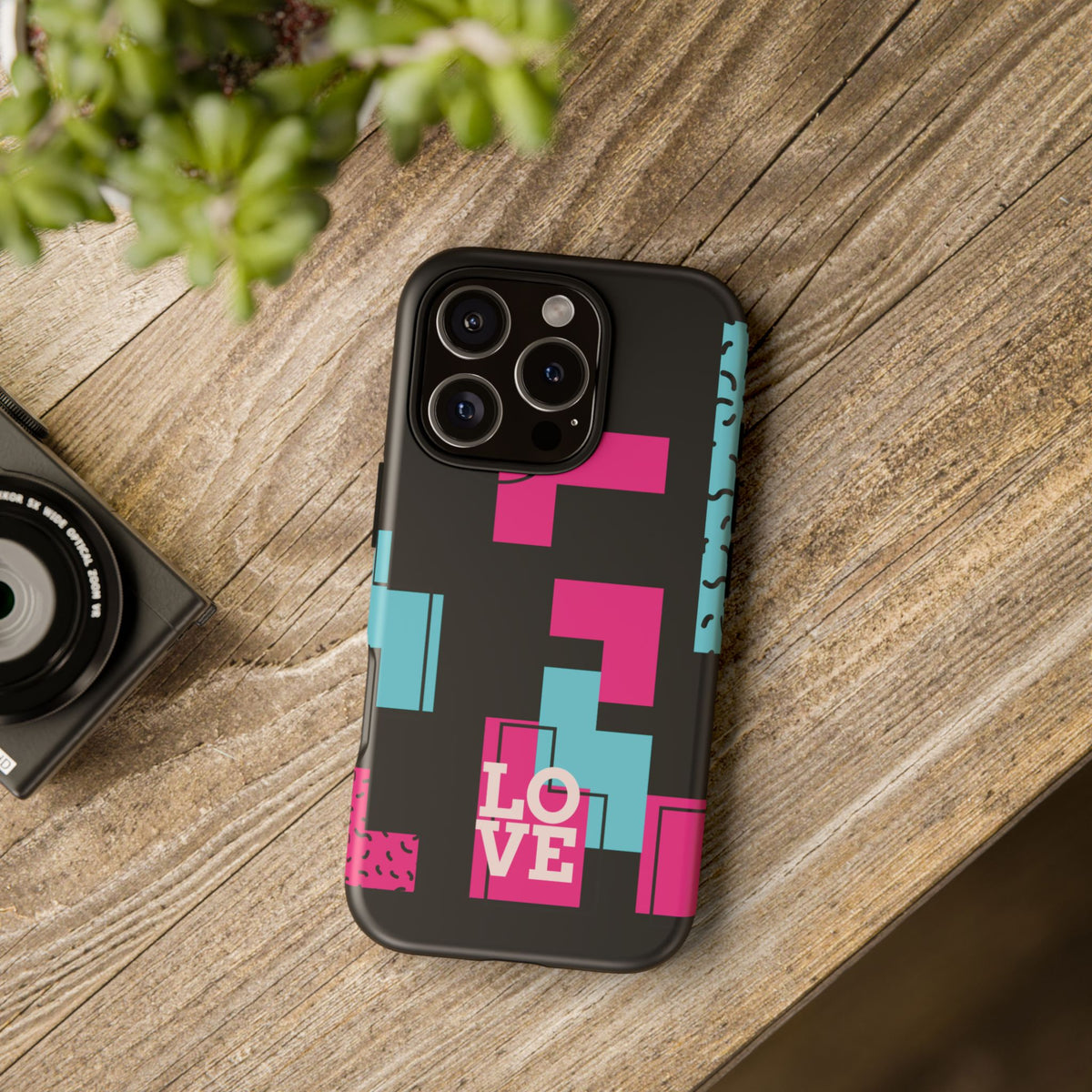 Retro Blocks LOVE Tough Case for iPhone, Galaxy or Google Pixel