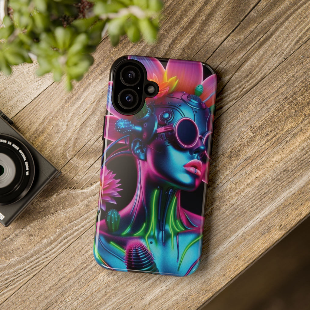 Neon Androgen Cactus Flower Tough Phone Case for iPhone, Galaxy, or Google Pixel