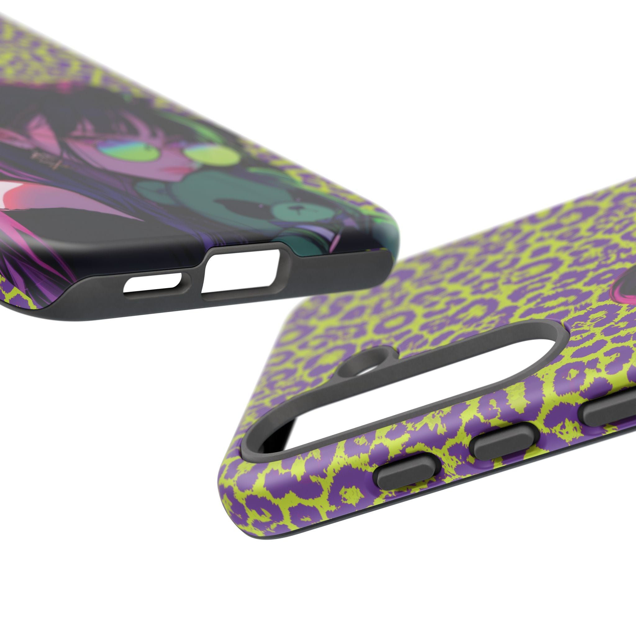 Purple Neon Lime Leopard Kz Tough Case for iPhone, Galaxy, or Google Pixel