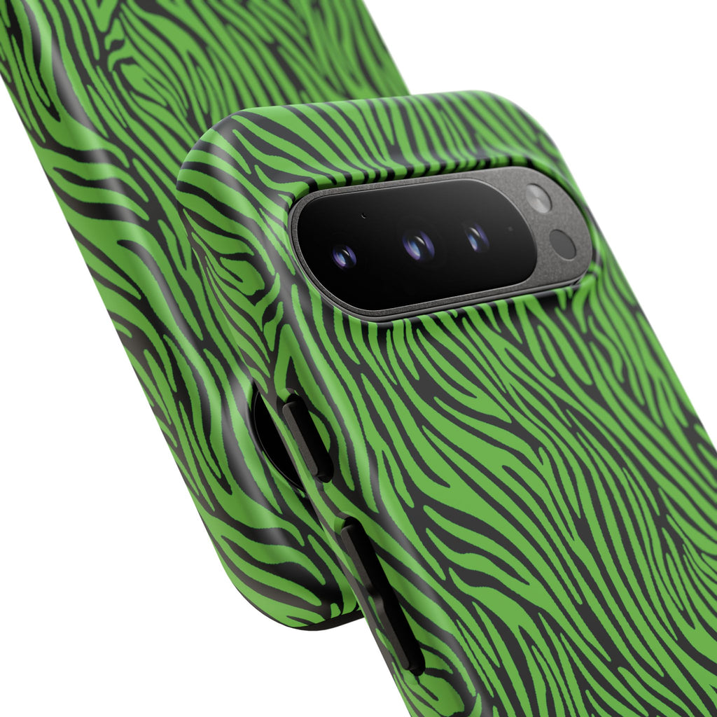 Neon Green Zebra Tough Phone Case iPhone, Galaxy, or Google Pixel