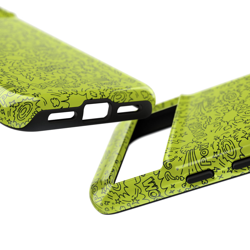 Neon Lime Wow Tough Case for iPhone, Galaxy, or Google Pixel