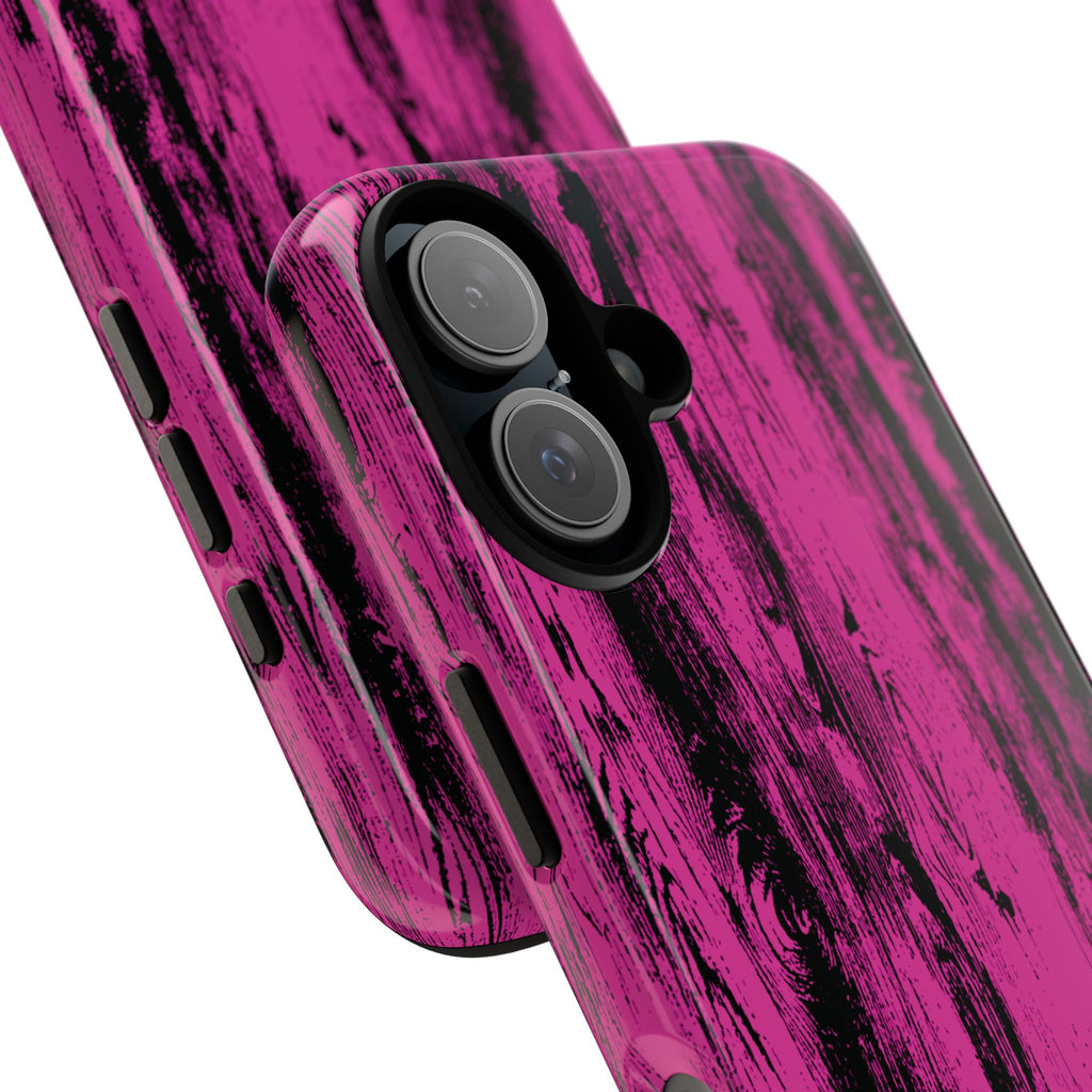 Hot Pink wood print Design Tough Phone Case for iPhone, Galaxy, or Google Pixel