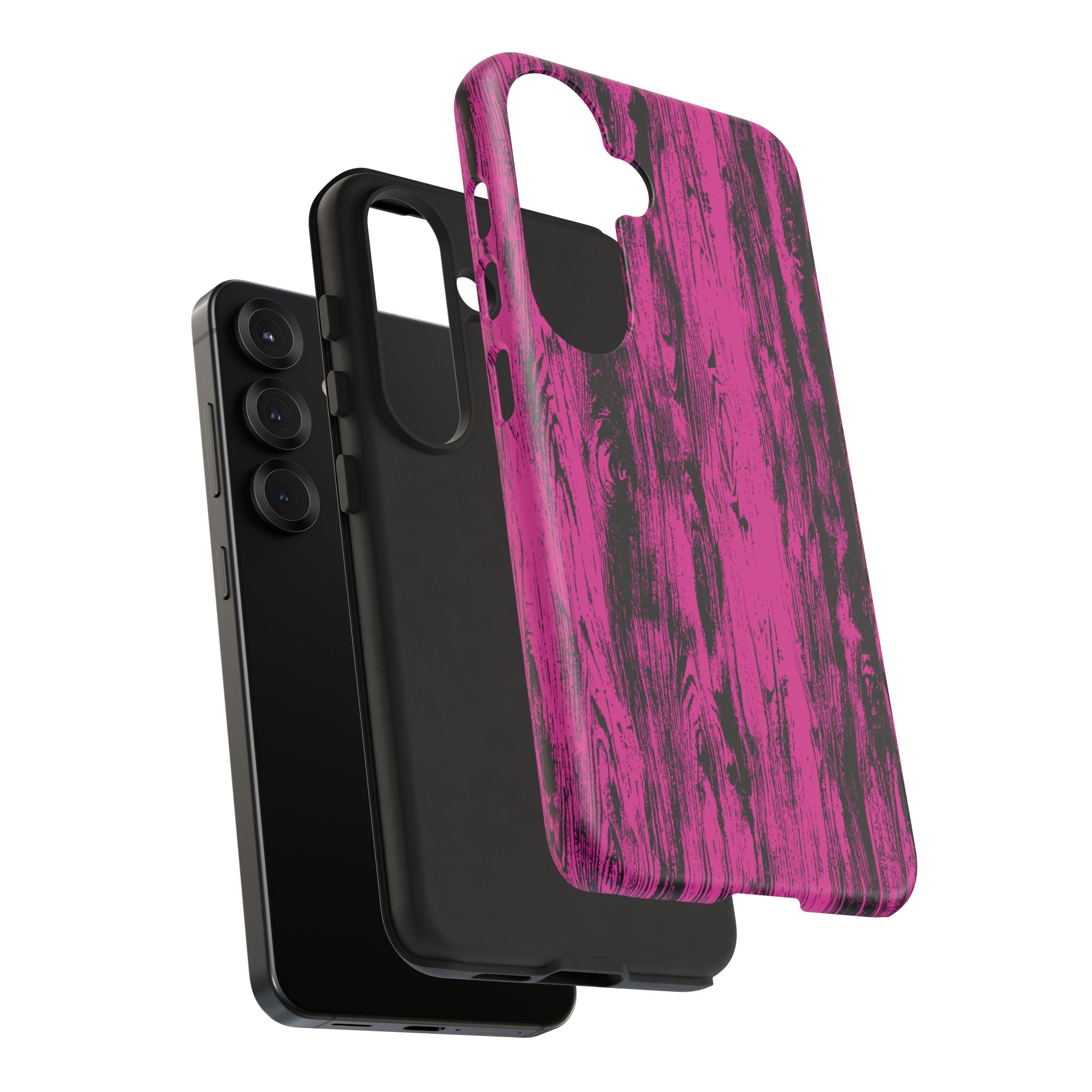 Hot Pink wood print Design Tough Phone Case for iPhone, Galaxy, or Google Pixel