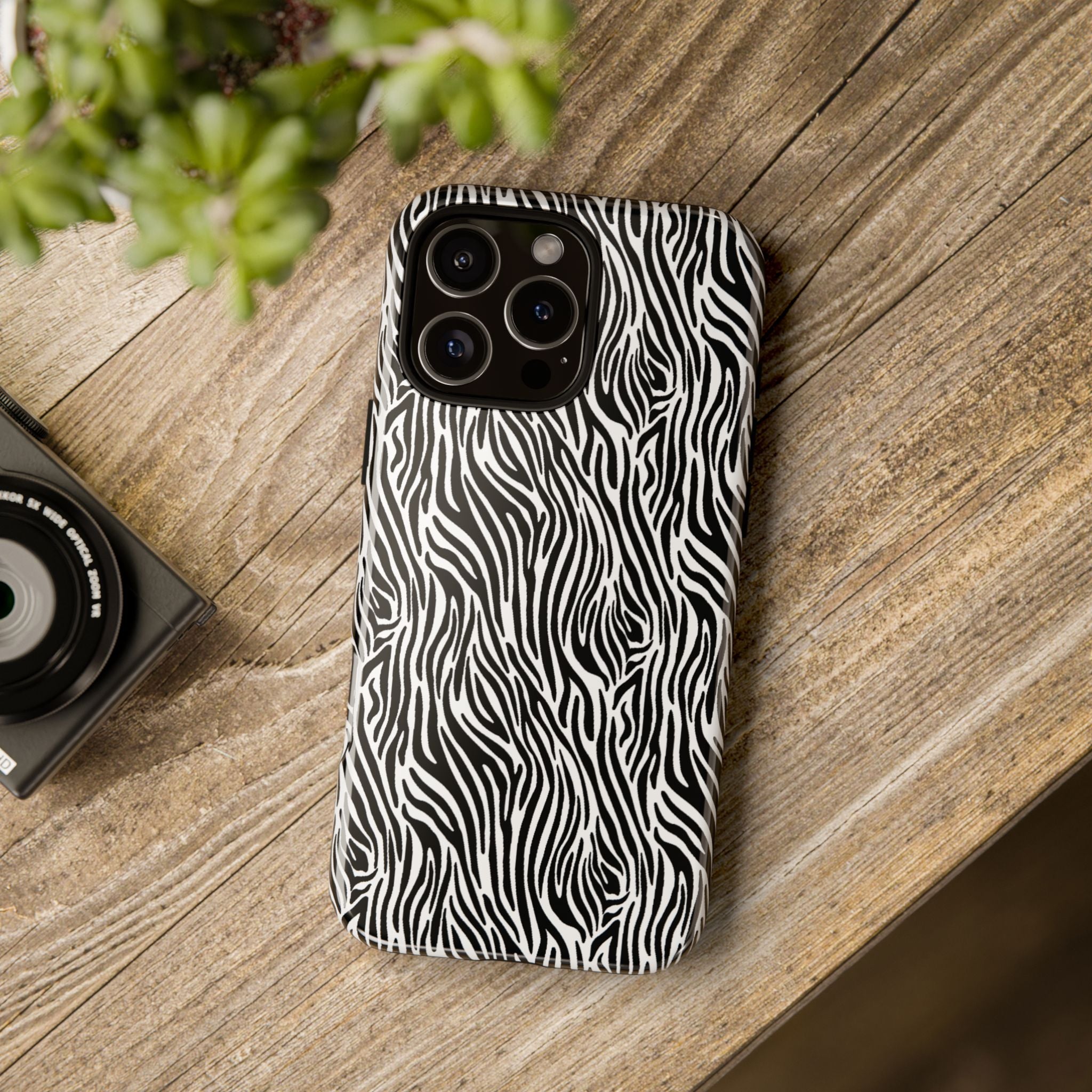Black and White Zebra Print Tough Case iPhone, Galaxy and Google Pixel