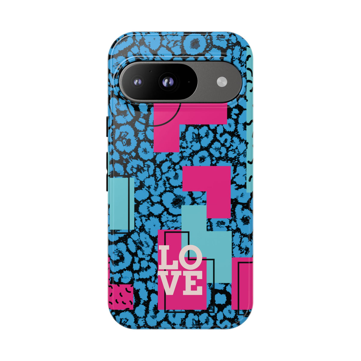 LOVE Blue Leopard 80s Vibe Tough Case for iPhone, Galaxy, or Google Pixel
