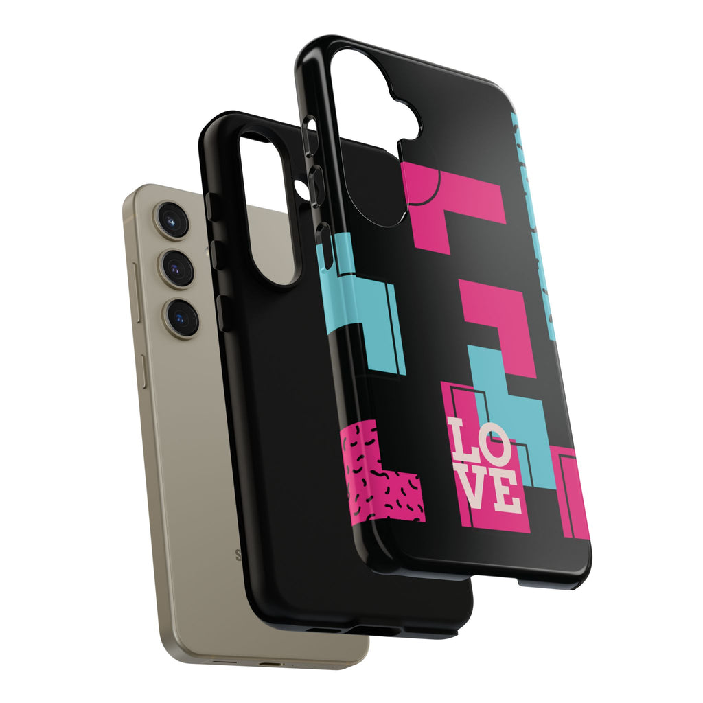 Retro Blocks LOVE Tough Case for iPhone, Galaxy or Google Pixel
