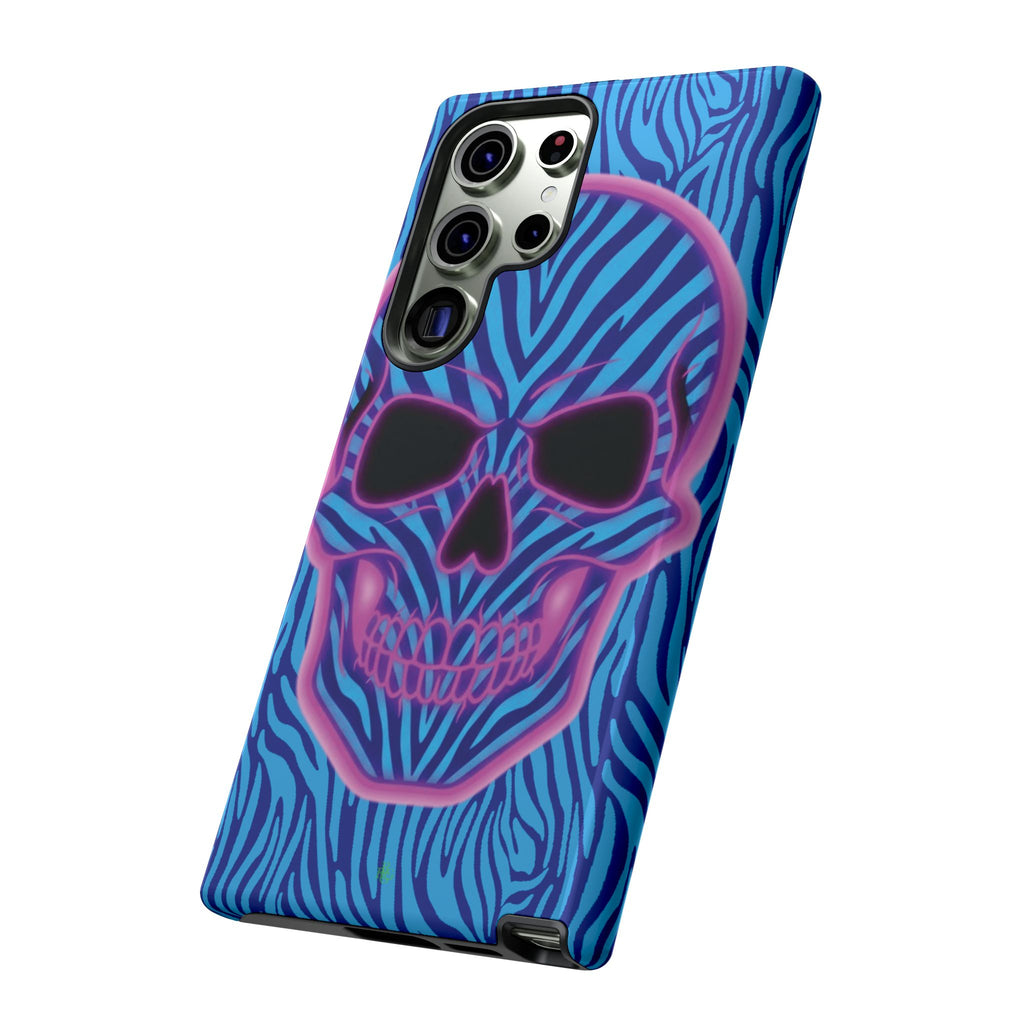 Neon Zebra Skull Tough Phone Case for iPhone, Galaxy, or Google Pixel