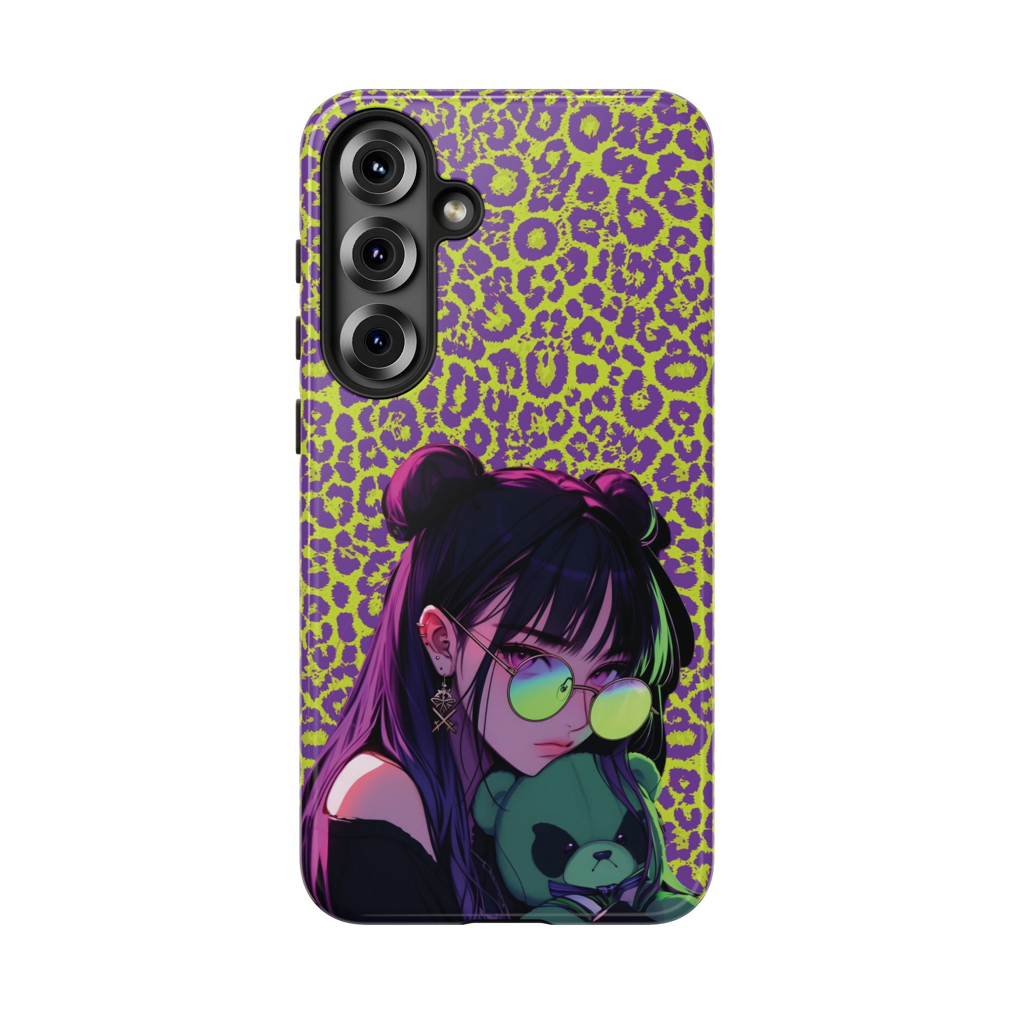 Purple Neon Lime Leopard Kz Tough Case for iPhone, Galaxy, or Google Pixel