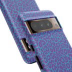 Leopard Printed Purple Blue Tough Phone Case for iPhone, Galaxy, or Google Pixel