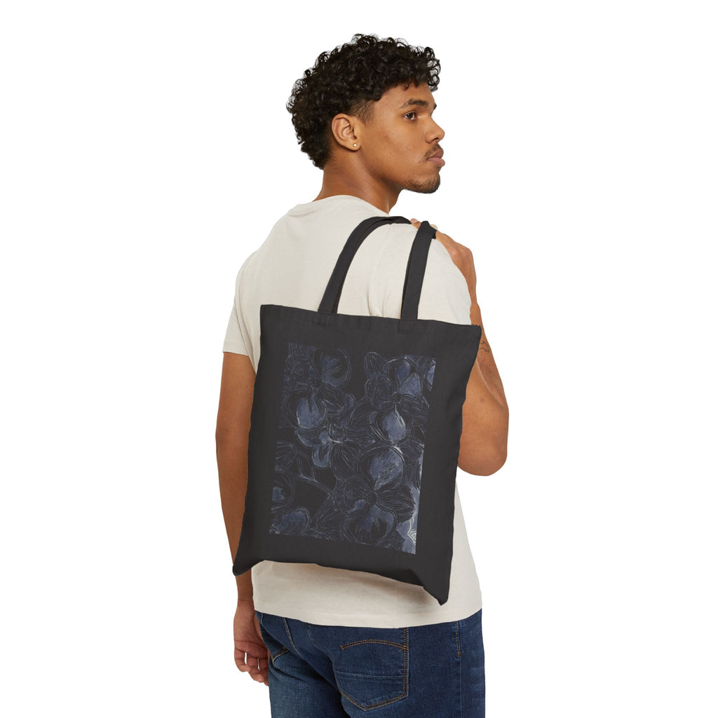 Orchids Print Cotton Canvas Tote Bag