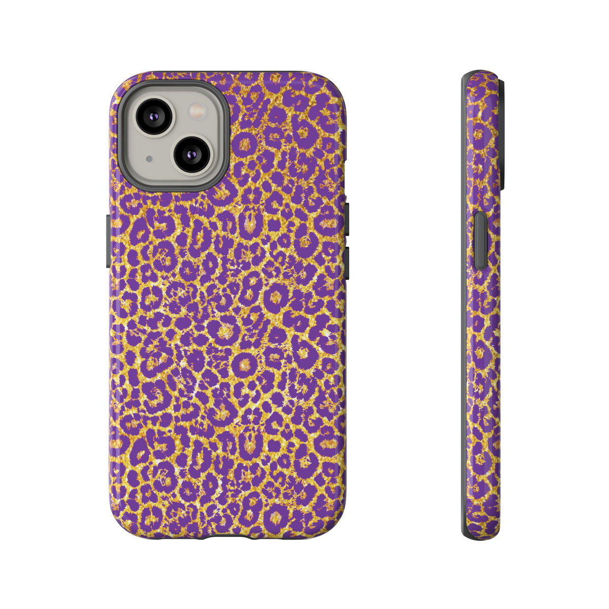 Purple Gold Leopard Tough Phone Case for iPhone, Galaxy, or Google Pixel
