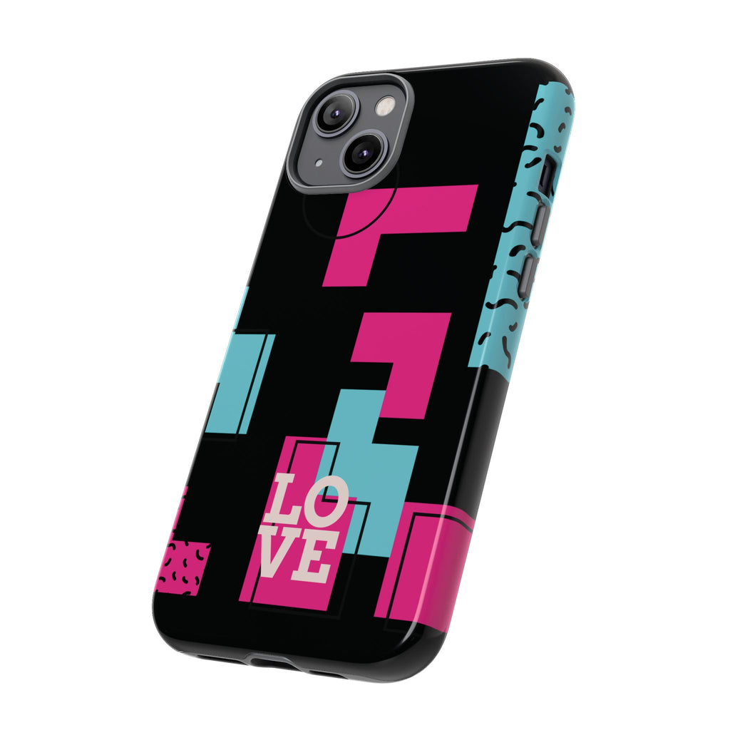 Retro Blocks LOVE Tough Case for iPhone, Galaxy or Google Pixel