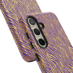 Vibrant Purple Gold Zebra Tough Phone Case iPhone, Galaxy, or Google Pixel