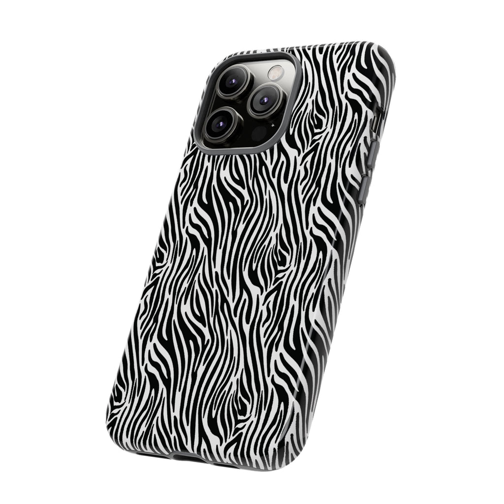 Black and White Zebra Print Tough Case iPhone, Galaxy and Google Pixel
