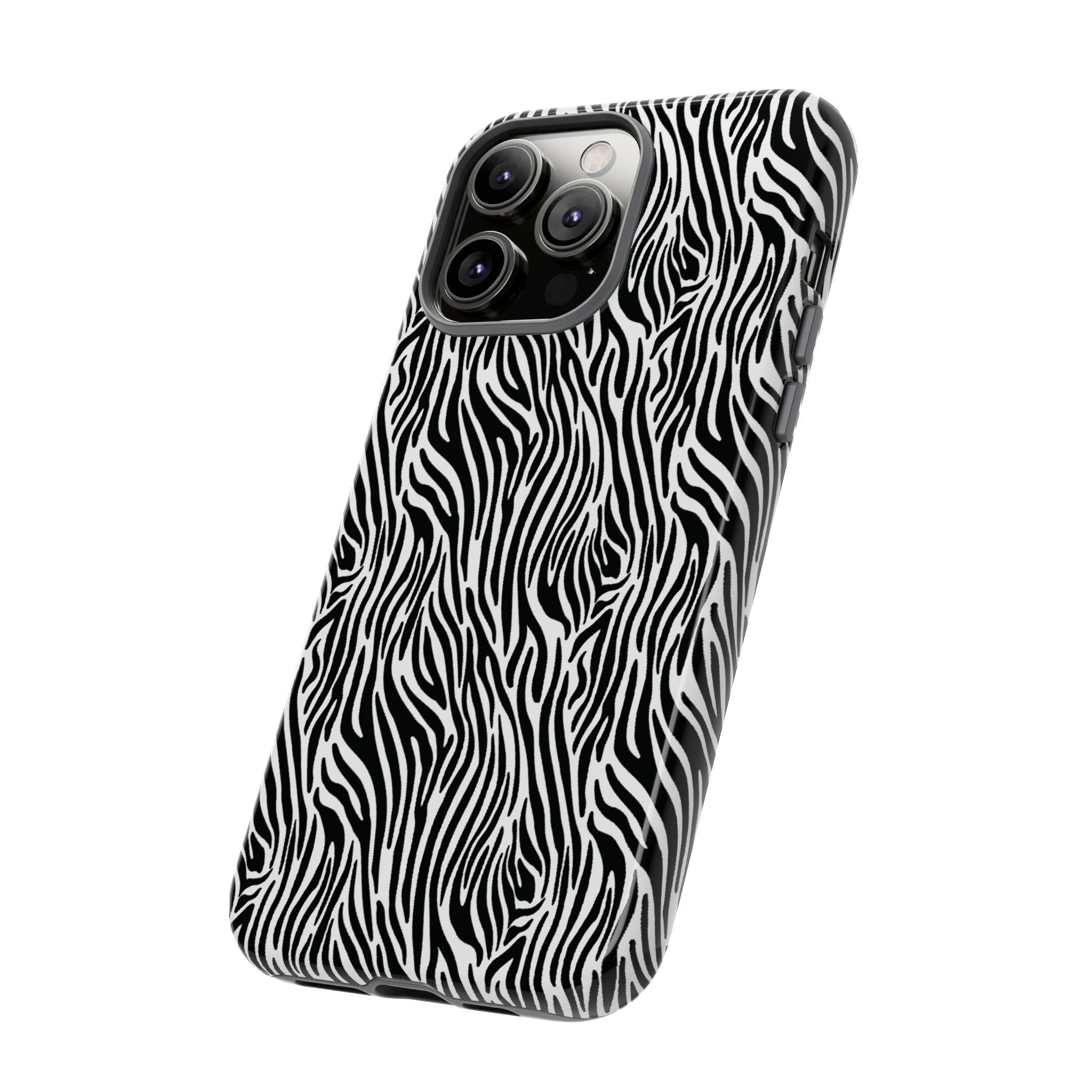 Black and White Zebra Print Tough Case iPhone, Galaxy and Google Pixel