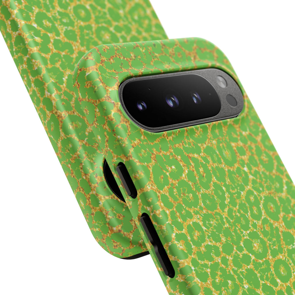 Neon Green Gold Leopard Tough Phone Case iPhone, Galaxy, or Google Pixel