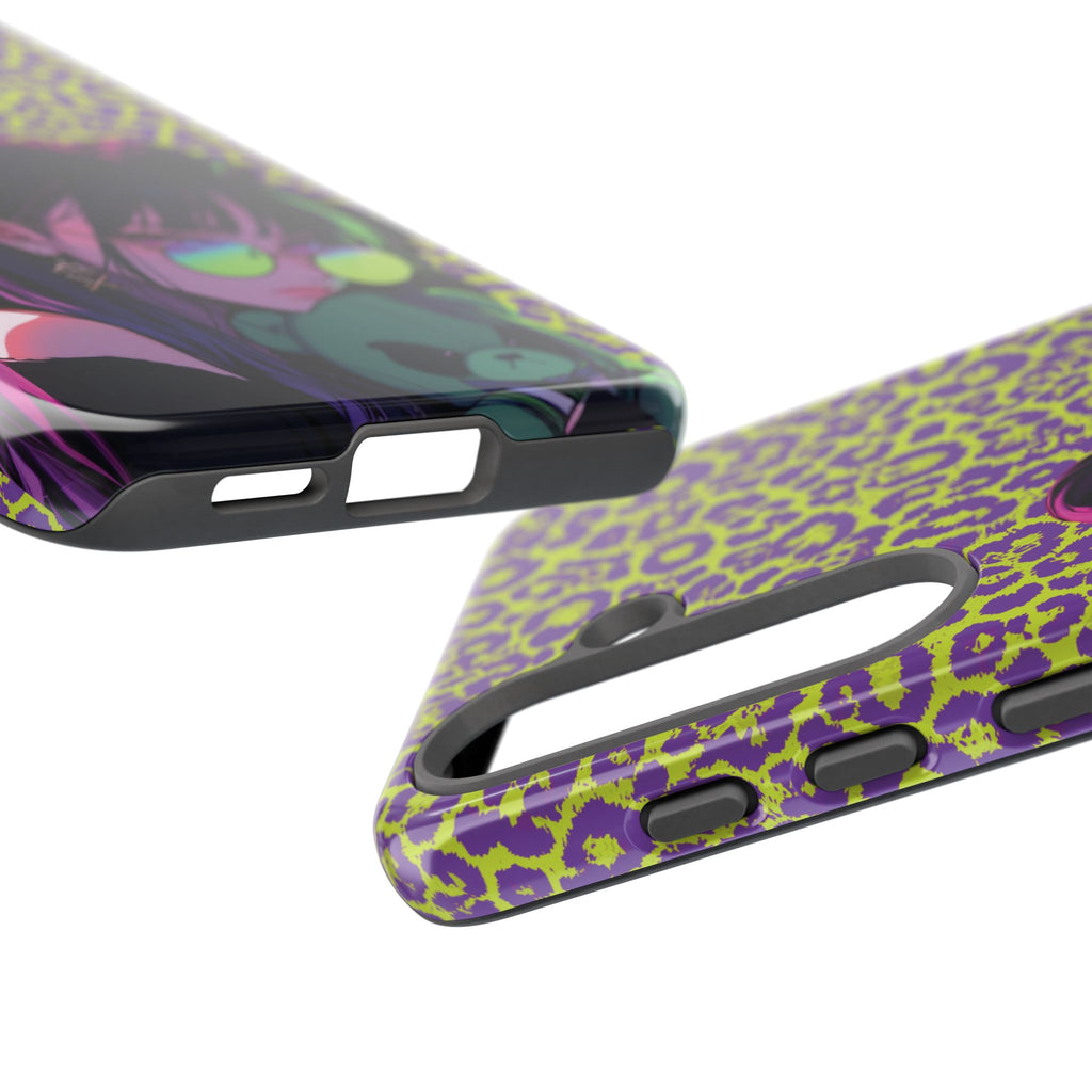 Purple Neon Lime Leopard Kz Tough Case for iPhone, Galaxy, or Google Pixel