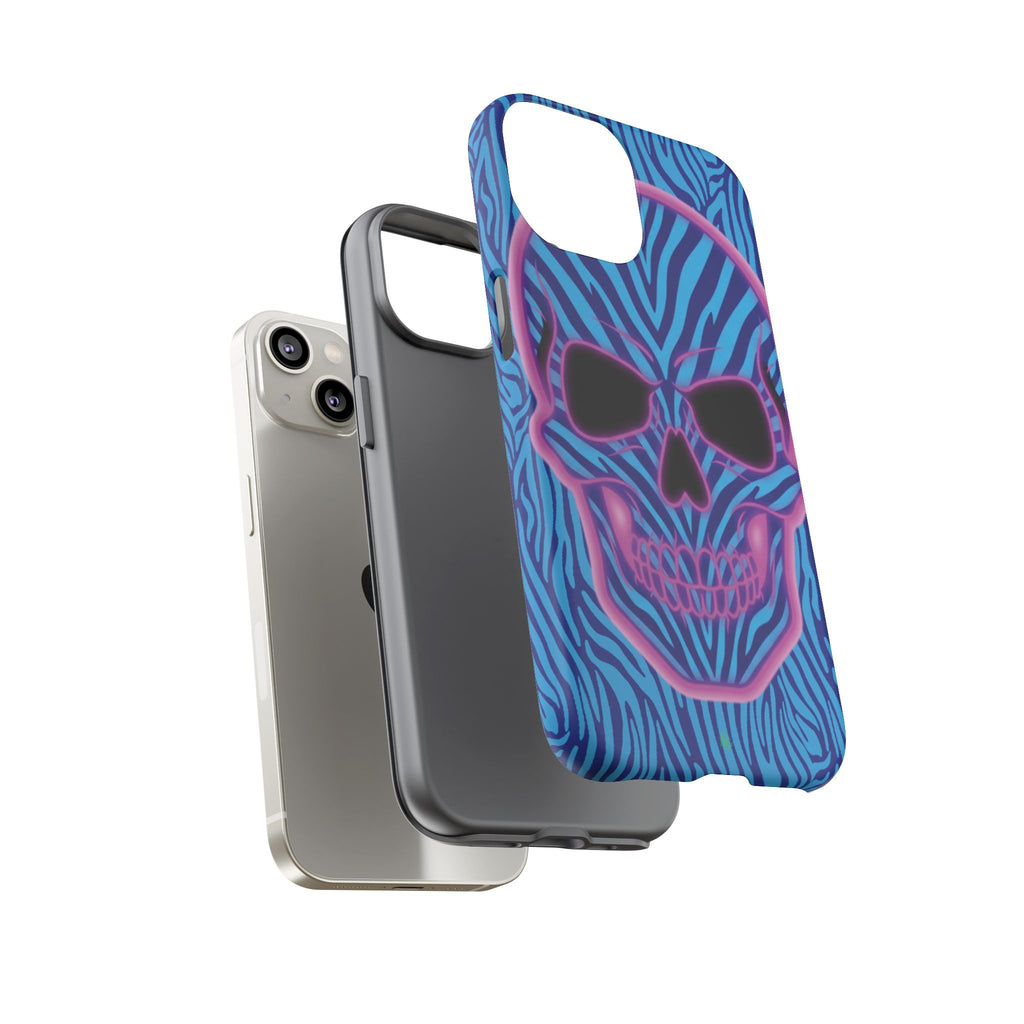Neon Zebra Skull Tough Phone Case for iPhone, Galaxy, or Google Pixel
