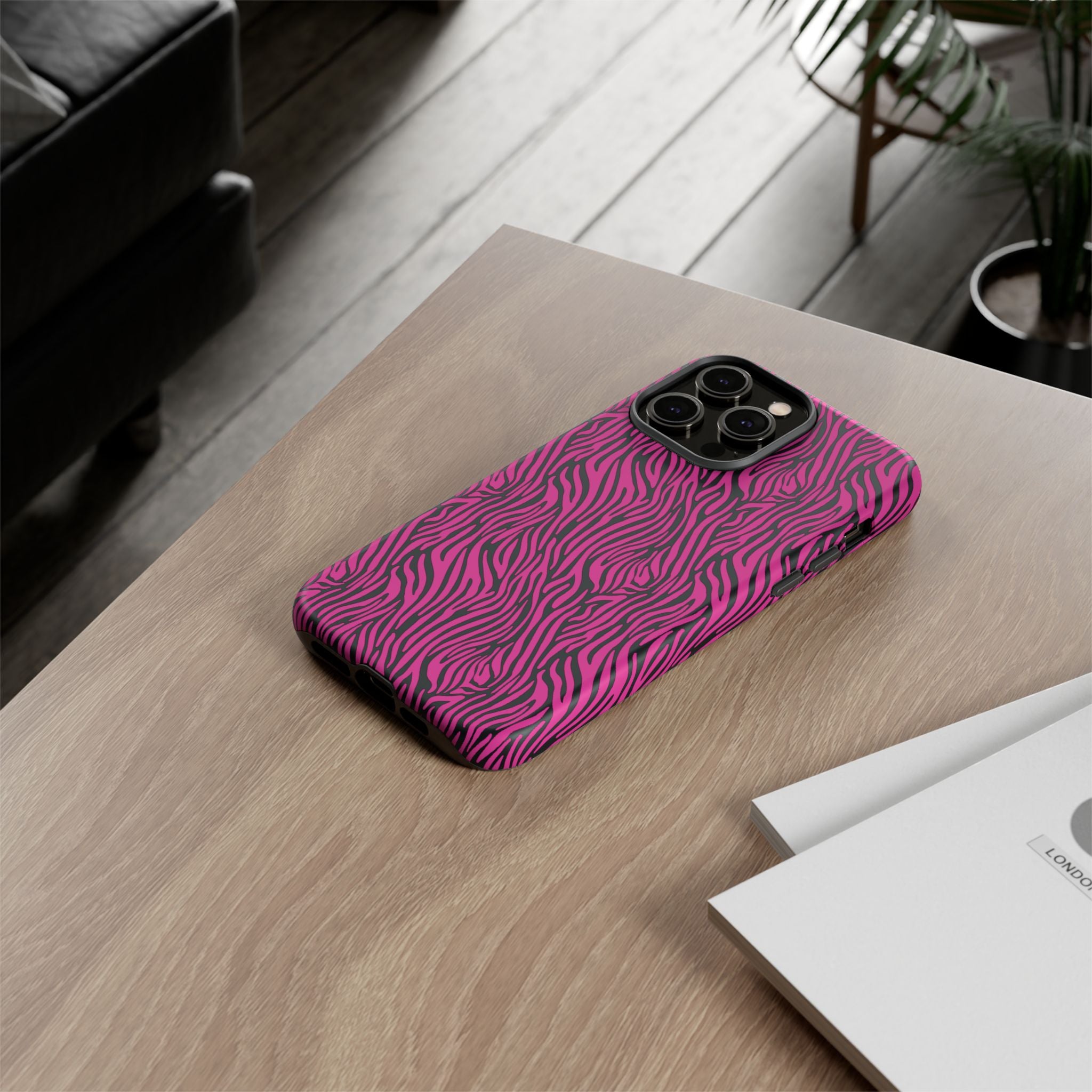 Pink Zebra Tough Phone Case for iPhone, Galaxy, or Google Pixel