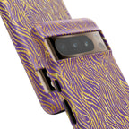 Vibrant Purple Gold Zebra Tough Phone Case iPhone, Galaxy, or Google Pixel