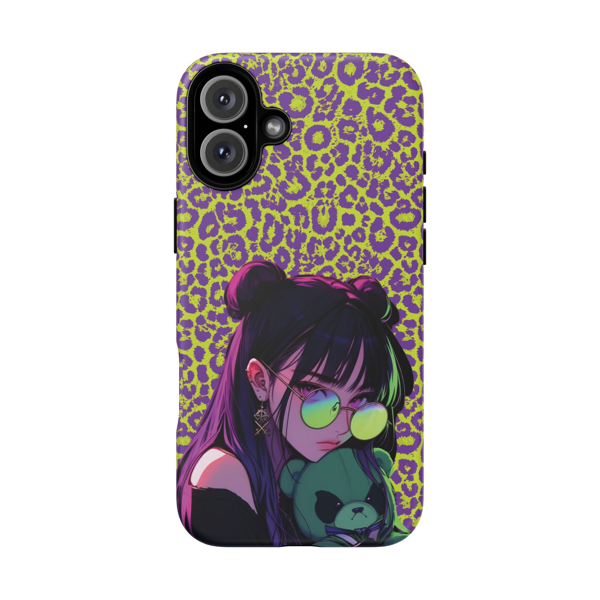 Purple Neon Lime Leopard Kz Tough Case for iPhone, Galaxy, or Google Pixel